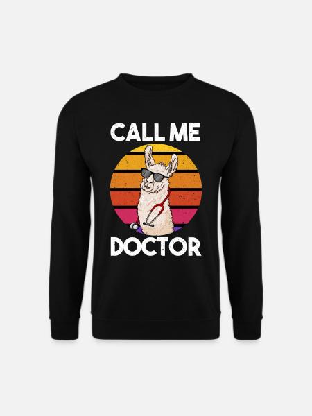 Call Me Doctor Lama Llama Doktor - Unisex Pullover - Schwarz