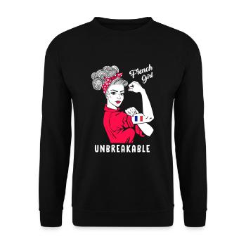 French Girl Unbreakable Strong French Woman - Unisex Sweatshirt - black - Front - Alina (178cm) & Michal (187cm)