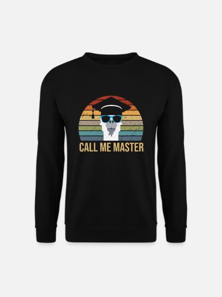 Call Me Master Lama With Glasses And Mortarboard - Unisex Pullover - Schwarz