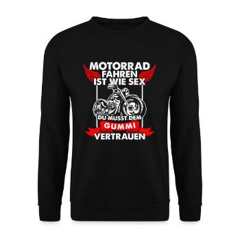 Motorradfahren Ist Wie Sex Gummi Vertrauen - Unisex Pullover - Schwarz - Vorne - Alina (178cm) & Michal (187cm)