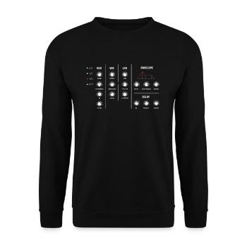 Retro Synthesizer Analog Synth Buttons DJ Studio - Unisex Sweatshirt - black - Front - Alina (178cm) & Michal (187cm)