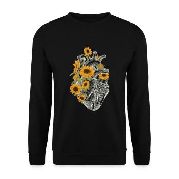 Anatomical Heart Sunflower Floral Heart Flowers - Unisex Sweatshirt - black - Front - Alina (178cm) & Michal (187cm)