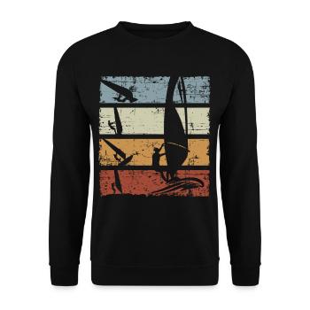 Windsurf Surfer Retro Vintage - Unisex Sweatshirt - black - Front - Alina (178cm) & Michal (187cm)