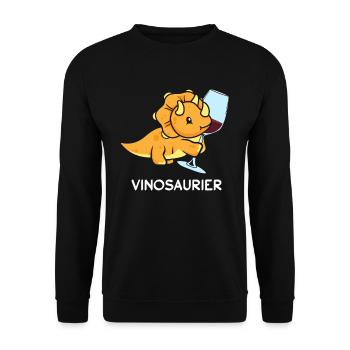 Vinodino Vinosaurier Vinosaurus Rex Wein Vino - Unisex Pullover - Schwarz - Vorne - Alina (178cm) & Michal (187cm)