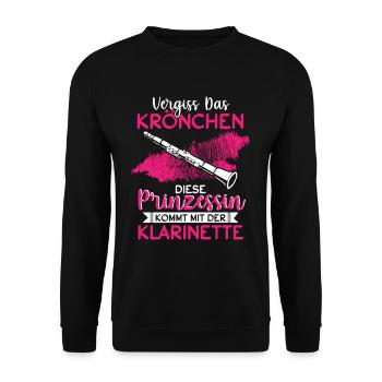 Vergiss Das Krönchen Prinzessin Klarinette - Unisex Pullover - Schwarz - Vorne - Alina (178cm) & Michal (187cm)