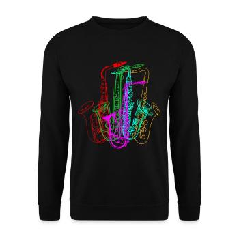 Vintage Saxophone 90 80 Saxophone Jazz - Sweat-shirt Unisexe - noir - Devant - Alina (178cm) & Michal (187cm)
