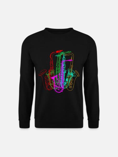 Vintage Saxophone 90er 80er Saxophon Jazz - Unisex Pullover - Schwarz