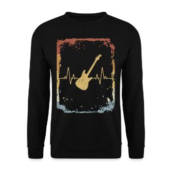 Guitare coeur guitare rétro - Sweat-shirt Unisexe - noir - Devant - Alina (178cm) & Michal (187cm)