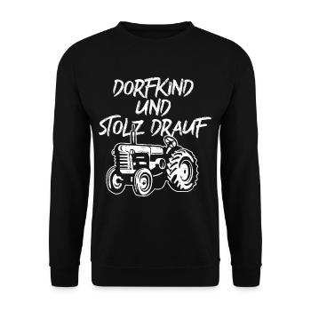 Dorfkind und Stolz drauf - Unisex Pullover - Schwarz - Vorne - Alina (178cm) & Michal (187cm)