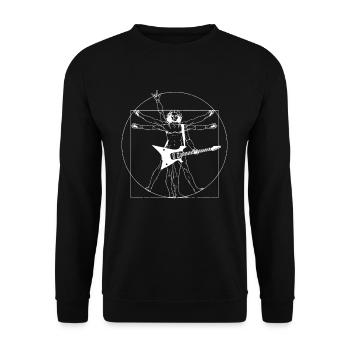 Vitruvian E Guitar Player Leonardo Da Vinci Man - Unisex Pullover - Schwarz - Vorne - Alina (178cm) & Michal (187cm)