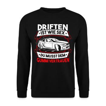 Driften Ist Wie Sex Gummi Vertrauen Tuning Auto - Unisex Pullover - Schwarz - Vorne - Alina (178cm) & Michal (187cm)
