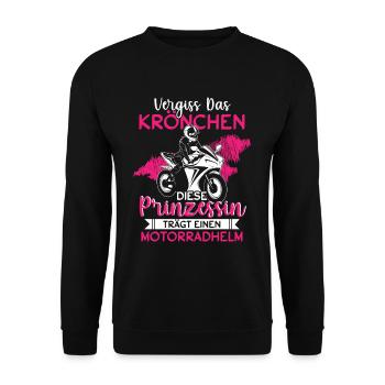 Vergiss Das Krönchen Prinzessin Trägt Motorradhelm - Unisex Pullover - Schwarz - Vorne - Alina (178cm) & Michal (187cm)