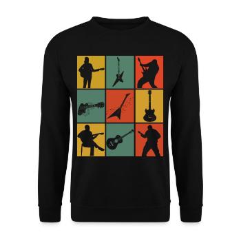 Rétro guitariste guitariste guitares électriques - Sweat-shirt Unisexe - noir - Devant - Alina (178cm) & Michal (187cm)