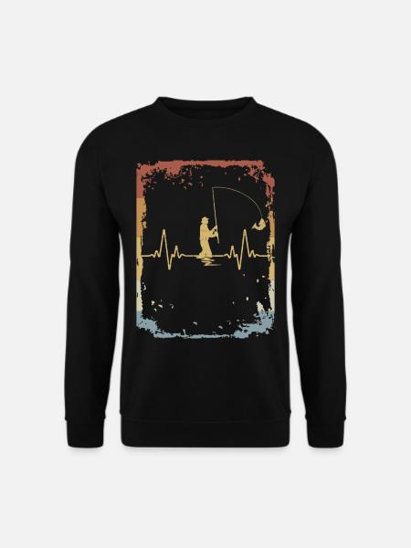 Herzschlag Angler Retro - Unisex Pullover - Schwarz