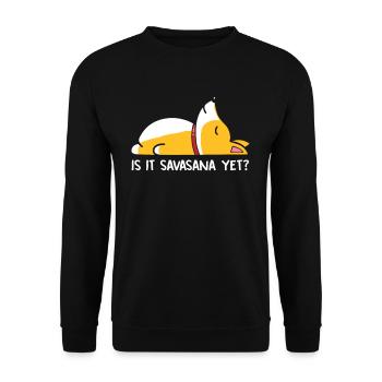 Corgi Yoga Dogs Is It Savasana Yet Meditation - Unisex Sweatshirt - black - Front - Alina (178cm) & Michal (187cm)
