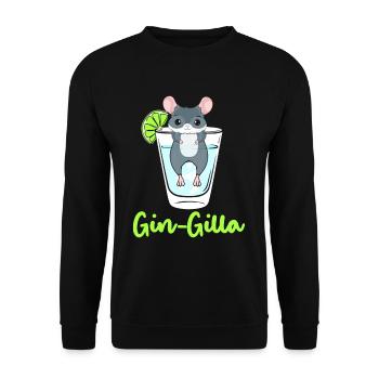 Gin Gilla Chinchilla Gin Pun Chinchilla Lover - Unisex Pullover - Schwarz - Vorne - Alina (178cm) & Michal (187cm)