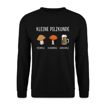 Kleine Pilzkunde Glückspilz Fliegenpilz Bier - Unisex Pullover - Schwarz - Vorne - Alina (178cm) & Michal (187cm)