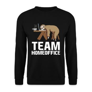 Team Home Office Sleeping Sloth Funny Lazy Sloth - Unisex Sweatshirt - black - Front - Alina (178cm) & Michal (187cm)