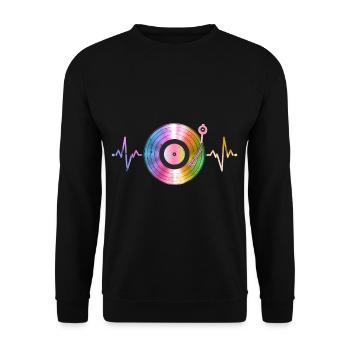 Heartbeat Vinyl - Unisex Pullover - Schwarz - Vorne - Alina (178cm) & Michal (187cm)