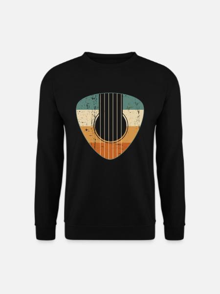 Vintage Guitar Pick Guitarist Acoustic Player - Unisex Pullover - Schwarz