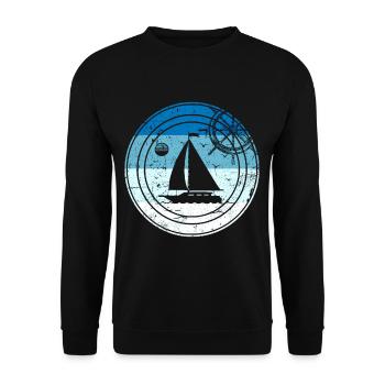 Retro Segelboot - Unisex Pullover - Schwarz - Vorne - Alina (178cm) & Michal (187cm)