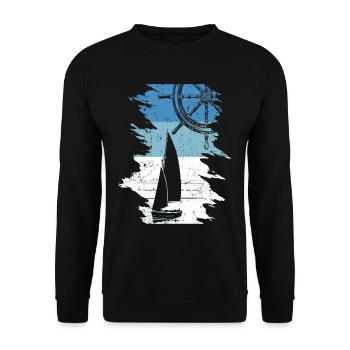 Voilier rétro voilier Regatta Volant - Sweat-shirt Unisexe - noir - Devant - Alina (178cm) & Michal (187cm)