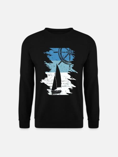 Retro Segelboot Segeltörn Regatta Steuerrad Segler - Unisex Pullover - Schwarz