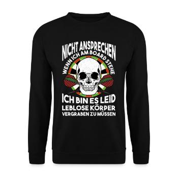 Nicht ansprechen Wenn Ich Am Board Stehe Dart - Unisex Pullover - Schwarz - Vorne - Alina (178cm) & Michal (187cm)