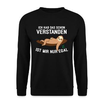 Ich Hab Das Schon Verstanden Faultier - Unisex Pullover - Schwarz - Vorne - Alina (178cm) & Michal (187cm)