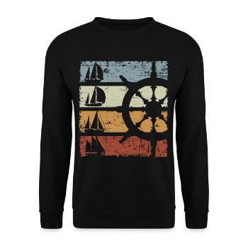 Retro Segelboot - Unisex Pullover - Schwarz - Vorne - Alina (178cm) & Michal (187cm)