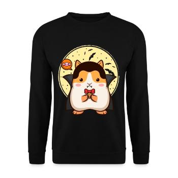 Vampir Hamster mit Keks - Unisex Pullover - Schwarz - Vorne - Alina (178cm) & Michal (187cm)