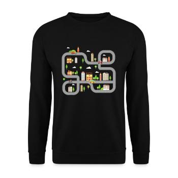 Play Mat Vehicle Road Track Car Road Map - Unisex Sweatshirt - black - Front - Alina (178cm) & Michal (187cm)