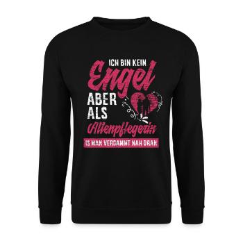 Altenpflegerin Beruf Pflegerin Geschenk - Unisex Pullover - Schwarz - Vorne - Alina (178cm) & Michal (187cm)
