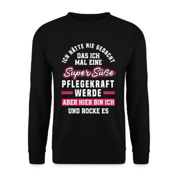 Pflegekraft - Unisex Pullover - Schwarz - Vorne - Alina (178cm) & Michal (187cm)