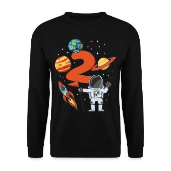 Astronaut anniversaire 2 ans - Sweat-shirt Unisexe - noir - Devant - Alina (178cm) & Michal (187cm)