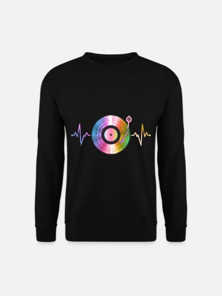 Record Heartbeat Vinyl Retro Sound Carriers - Unisex Sweatshirt - black