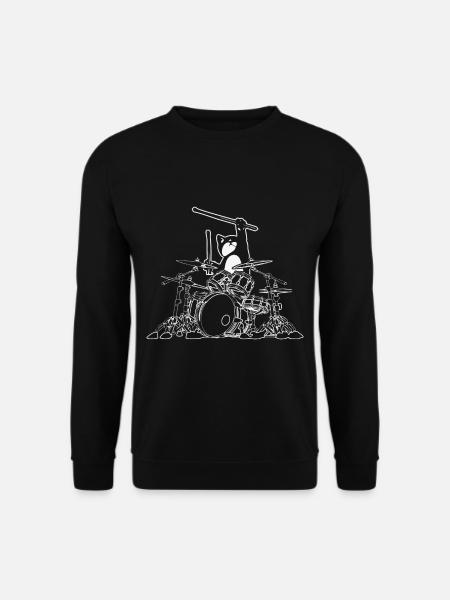 Katze spielt Schlagzeug spielende Katze Drummer - Unisex Pullover - Schwarz