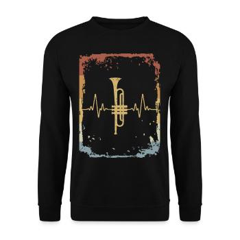 Vintage Heartbeat Trumpet - Unisex Sweatshirt - black - Front - Alina (178cm) & Michal (187cm)