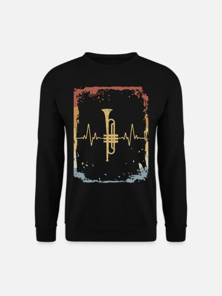 Vintage Heartbeat Trumpet - Unisex Pullover - Schwarz