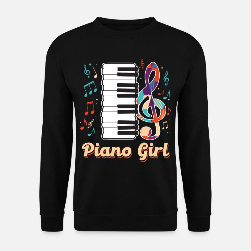 Piano Girl Klavier Musiknote Klaviertasten Pianist - Unisex Pullover - Schwarz
