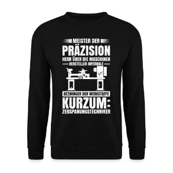 Meister Zerspanungsmechaniker Techniker Zerspaner - Unisex Pullover - Schwarz - Vorne - Alina (178cm) & Michal (187cm)