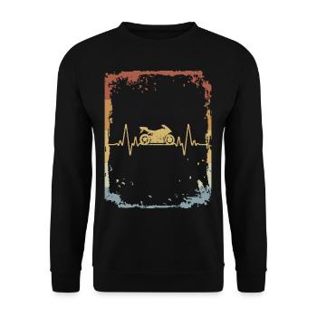 Vintage Heartbeat Motorbike - Unisex Pullover - Schwarz - Vorne - Alina (178cm) & Michal (187cm)