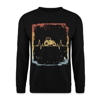 Tractor Heartbeat Retro Farmer Tractor Farm - Unisex Sweatshirt - black - Front - Alina (178cm) & Michal (187cm)