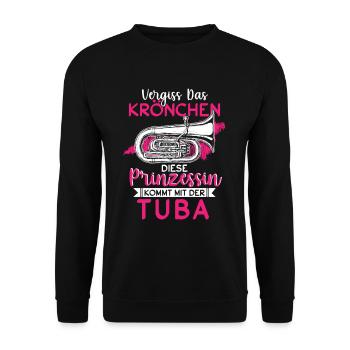 Vergiss Das Krönchen Prinzessin Tuba - Unisex Pullover - Schwarz - Vorne - Alina (178cm) & Michal (187cm)