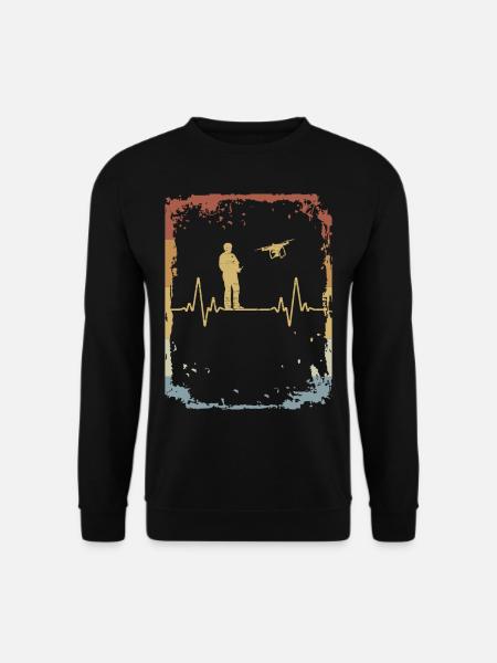 Drohne Herzschlag Copter EKG Retro - Unisex Pullover - Schwarz