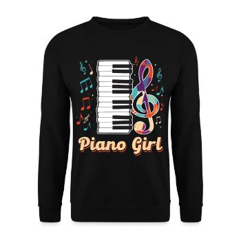 Piano Girl Pianist Keyboard Instrument Musician - Unisex Sweatshirt - black - Front - Alina (178cm) & Michal (187cm)