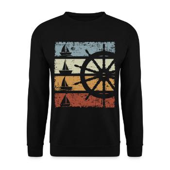 Vintage Sailboat - Unisex Pullover - Schwarz - Vorne - Alina (178cm) & Michal (187cm)