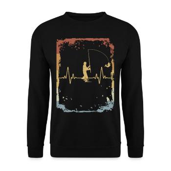 Vintage Heartbeat Fisherman - Unisex Sweatshirt - black - Front - Alina (178cm) & Michal (187cm)