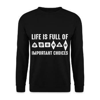 Life Is Full Of Important Choices CNC Machiners - Unisex Sweatshirt - black - Front - Alina (178cm) & Michal (187cm)