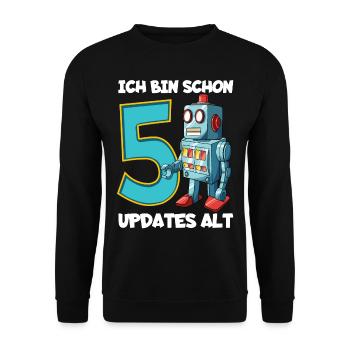 5 Jahre Roboter Jungen 5. Geburtstag - Unisex Pullover - Schwarz - Vorne - Alina (178cm) & Michal (187cm)